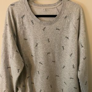 LIKE NEW Grey “Love” Crewneck Sweater